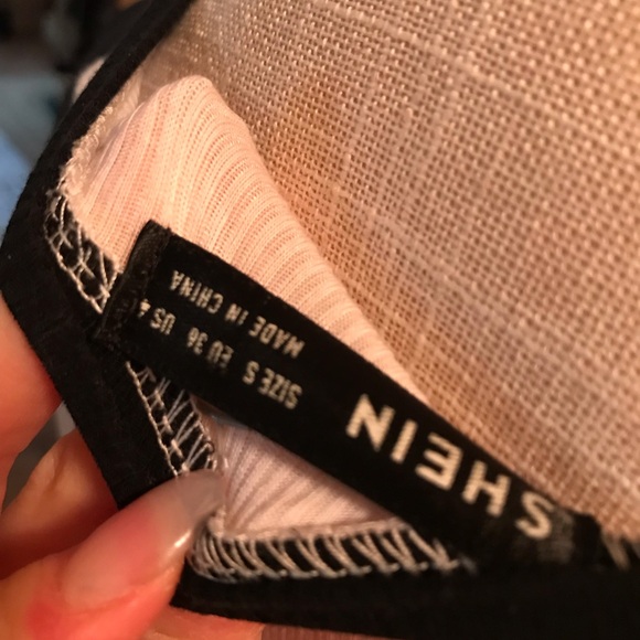 Angel long sleeve crop crewneck lettuce hem white and black top - Picture 3 of 3